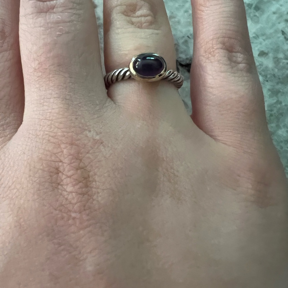 David yurman gold lined amythyst ring sz 7